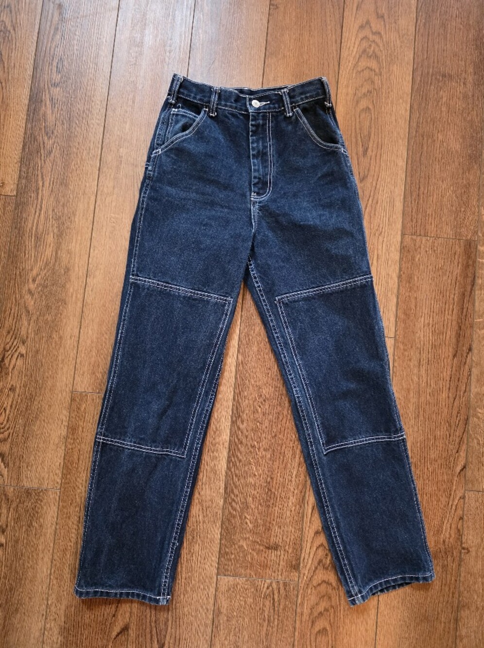 Brandy Melville Dark Indigo Patchwork Ankle Jeans